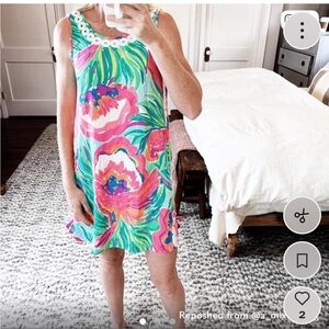 Lilly Pulitzer Pink, Green & Blue Floral Shift Dress